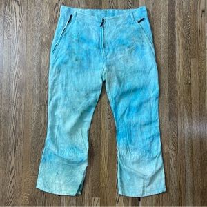 The People Of The Labyrinths Overdyed Linen Cargo Pants, Turquoise/Aqua, Medium